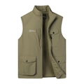 Chaleco polar de invierno para hombre verde oliva con tela impermeable y bolsillos - M / Caqui