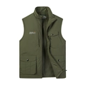 Chaleco outdoor verde oliva para hombre con forro polar y diseño cortavientos multibolsillo - M / Verde