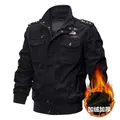 Men's black tactical military jacket with US ARMY patch and thick fleece lining - 3XL / Black / Fleece Lined