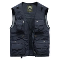 Dunkelblaue Outdoor-Anglerweste für Herren mit vielen Taschen und Netzfutter - 6XL / Dunkelblau