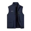 Chaleco para hombre azul oscuro cortavientos con forro polar y múltiples bolsillos - M / Azul oscuro