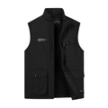 Chaleco de trabajo negro para hombre con forro polar, cuatro bolsillos y cuello alto - M / Negro