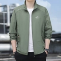 Veste de protection solaire homme vert olive en soie glacée respirante avec logo outdoor - M / Vert Militaire (Imprimé Montagne)