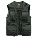 Armeegrüne schnelltrocknende Netzweste mit vielen Taschen zum Angeln und Fotografieren - 6XL / Armeegrün