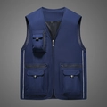 Chaleco de pesca azul marino para hombre, secado rápido con malla y múltiples bolsillos - M / Azul marino