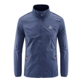 Dunkelblaue Herren Eisseide Sonnenschutzjacke mit Stehkragen und Reißverschlusstaschen - M / Blau