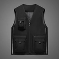 Chaleco de pesca de malla negra para hombre con múltiples bolsillos y tiras reflectantes - M / Negro