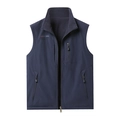 Dunkelblaue Herren-Outdoor-Weste mit Fleece-Futter und praktischem Mehr-Taschen-Design - 6XL / Marineblau