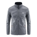 Veste de protection solaire en soie glacée grise pour homme avec col montant et poches zippées - M / Gris clair