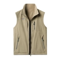 Herren Weste in Khaki mit Fleece-Futter, Stehkragen und mehreren Reißverschlusstaschen - 6XL / Khaki