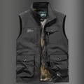 Chaleco de pesca de verano para hombre con múltiples bolsillos en negro y cuello alto - 3XL / Negro