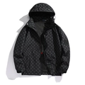 Coupe-vent noir pour hommes avec capuche et motif B imprimé sur l'ensemble pour l'extérieur - S / Noir