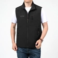 Gilet de pêche noir à séchage rapide pour homme avec plusieurs poches et col montant - M / Noir