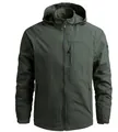 Coupe-vent imperméable vert armée avec badge tactique sur la manche et poches zippées - M / Vert Militaire