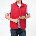 Gilet de pêche rouge pour homme avec poches zippées et col montant sport - M / Rouge