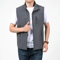 Gilet de sport gris pour homme à séchage rapide avec poches zippées et col montant - M / Gris