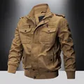 Giacca cargo militare kaki da uomo con collo alla coreana classico e tasche multitasche - 3XL / Cachi