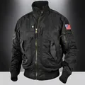 Chaqueta bomber táctica negra para hombre con parches militares y multibolsillos - S / Negro