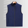 Gilet d'extérieur bleu marine pour hommes avec col montant, poches et doublure en maille - 7XL / Bleu marine