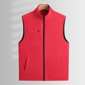 Gilet décontracté rouge pour homme avec col montant et poches zippées pour le printemps - 7XL / Rouge