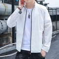 Veste de protection solaire blanche pour hommes avec col montant en soie glacée - 3XL / Blanc