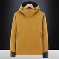 Chaqueta polar para exterior amarillo jengibre con capucha y cremallera cortavientos - M / Caramelo