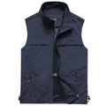 Men's navy blue utility vest with multiple zipper pockets and breathable mesh lining - M / Navy Blue