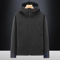 Chaqueta polar de exterior para hombre con cuello alto y detalles azules en negro - M / Negro