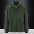 Men's dark green fleece jacket with full zipper and three functional pockets - M / Army Green