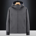 Chaqueta de forro polar gris para hombre, cortavientos, diseño outdoor con capucha y cremallera - M / gris oscuro