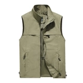 Gilet de sport pour hommes vert olive avec poches multiples et doublure en mesh respirant - 3XL / Kaki