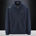 Men's dark blue outdoor polar fleece jacket with full zip and chest pocket detail - M / Dark Blue
