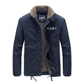 Giacca invernale da uomo blu navy foderata in pile con stampa ARMY e imbottitura calda - M / Blu scuro