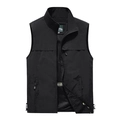 Gilet d'extérieur noir pour hommes avec poches et col montant coupe-vent de haute qualité - 3XL / Noir
