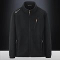 Men's black fleece outdoor jacket with stand collar and zipper pockets for spring - M / Black
