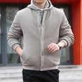 Chaqueta de hombre caqui con textura de gofre cuello alto y botones de presión casual - M / Caqui
