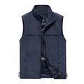 Gilet d'extérieur bleu foncé pour hommes avec col montant et doublure en maille - 3XL / Bleu foncé