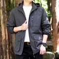 Chaqueta táctica para hombre gris oscuro con capucha y múltiples bolsillos - M / gris oscuro