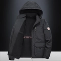 Giacca da uomo nera con cappuccio con fodera in pile calda e tasche tattiche multiple - M / Nero