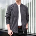 Men's dark gray corduroy jacket with stand collar and zipper, urban casual style - M / Dark Gray