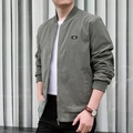Men's greyish green corduroy bomber jacket featuring Free Spirit patch and ribbed cuffs - M / Army Green