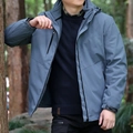 Graublaue 3-in-1 Winterjacke für Herren mit winddichten Reißverschlüssen und Klettverschluss - M / Seeblau