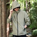 Chaqueta de hombre con capucha verde caqui, cortavientos y resistente al agua casual - M / Caqui