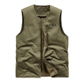 Army green N1 deck vest featuring warm sherpa fleece lining and vintage workwear design - M / Green