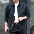 Dunkelblaue Baumwoll-Fliegerjacke für Herren mit Pattentaschen und Rippbündchen - M / Dunkelblau