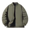 Army green men's padded flight jacket with windproof fabric and ribbed baseball collar - M / Army Green