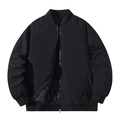 Men's black padded bomber jacket with thick insulation and classic baseball collar style - M / Black