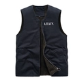 Men's navy blue heavy canvas N1 vest with thick fleece lining and A.R.M.Y print - M / Dark Blue