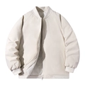 Off-white winter bomber jacket for men with thick thermal padding and ribbed cuffs - M / Khaki