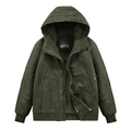 Dunkelgrüne Herren Kapuzenjacke im Tactical-Stil mit warmem Fleece-Innenfutter - M / Armeegrün